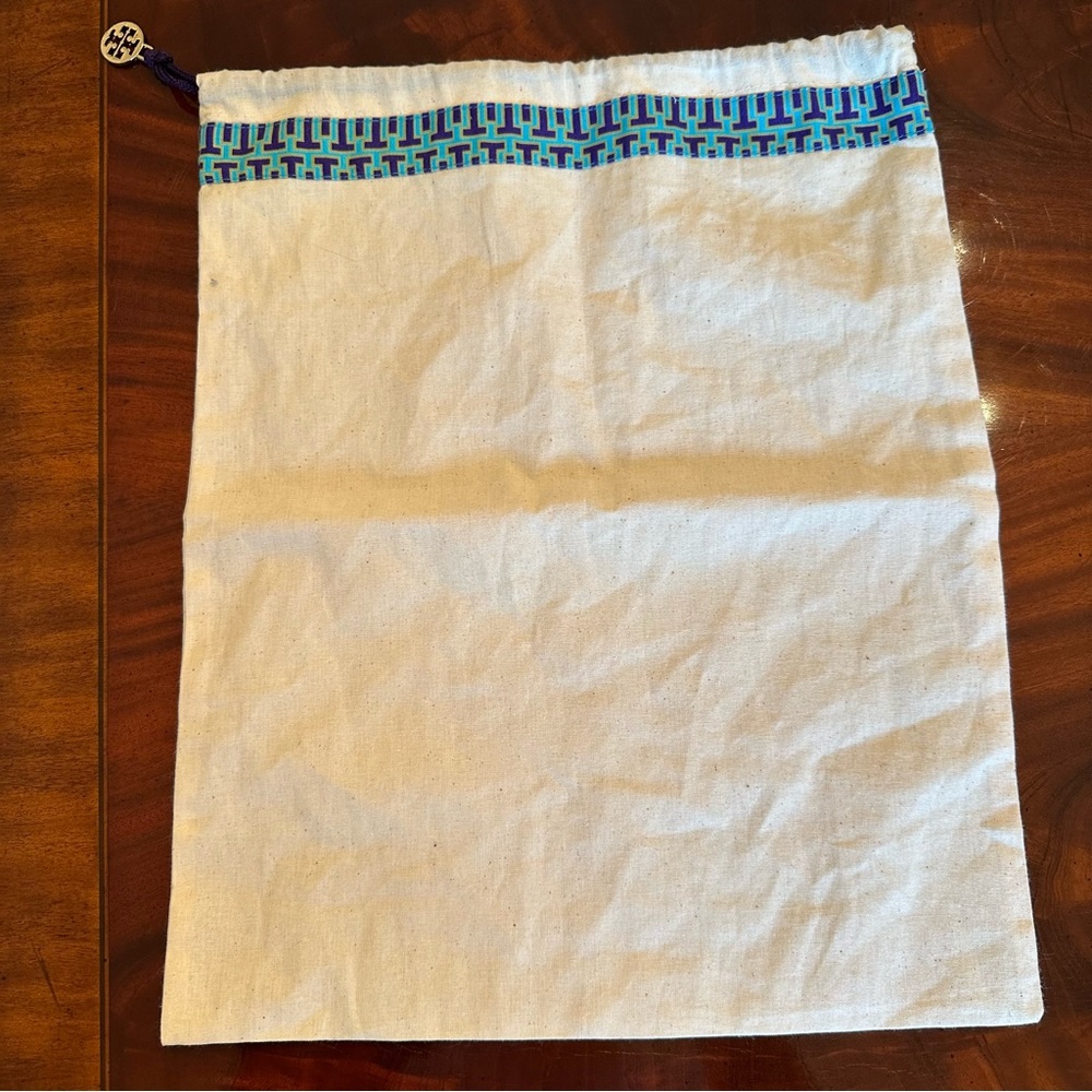 New Tory Burch Linen Drawstring Dust Bag Storage Pouch